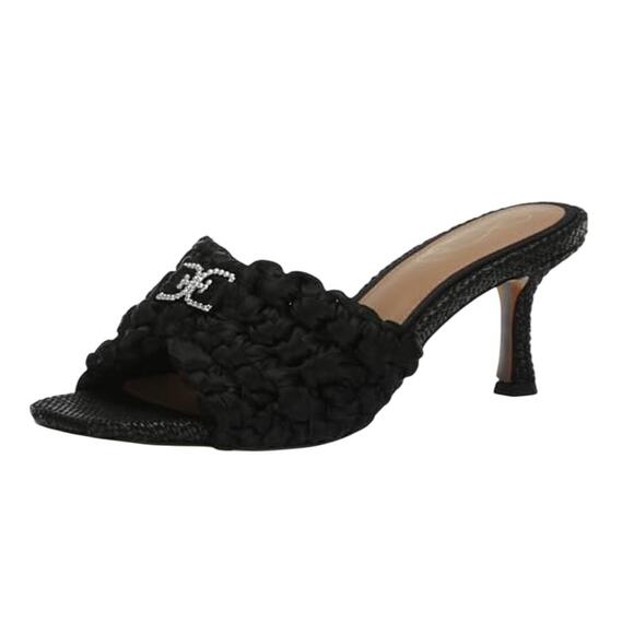 Sam Edelman Womens Paisley Ruched Heeled Sandals US R 7 R 7.5 Black EUC - Picture 1 of 13